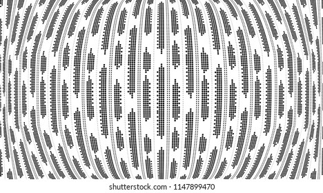 Geometric monochrome halftone pattern. Soft dynamic lines. Vector illustration with dots. Modern polka dots background. Template for print, fabric, textile