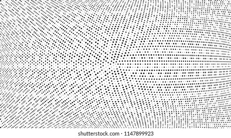 Geometric monochrome halftone pattern. Soft dynamic lines. Vector illustration with dots. Modern polka dots background. Template for print, fabric, textile