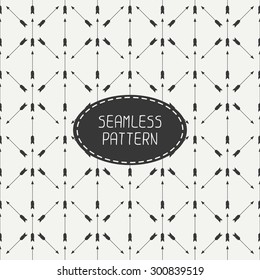Geometric monochrome hipster line seamless pattern with vintage arrows. Wrapping paper. Scrapbook paper. Tiling. Beautiful vector illustration. Background. Stylish graphic texture.