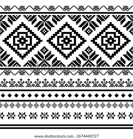 Geometric Monochrome Pattern: A stunning geometric pattern, crafted in stark black and white, showcasing symmetrical designs, sharp lines, and a modern aesthetic perfect for versatile use.