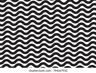 Geometric monochrome pattern, wavy lines. Vector illustration