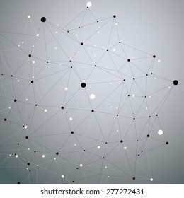 Geometric monochrome polygonal structure with lines mesh, modern science and technology element.