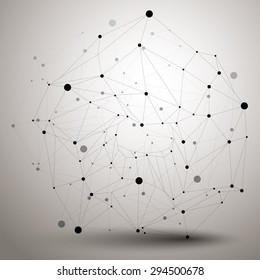Geometric monochrome polygonal structure with lines mesh, modern science and technology element.