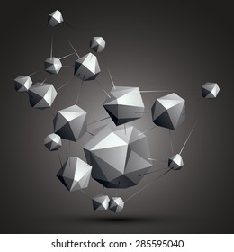 Geometric monochrome polygonal structure, modern science and technology element. Architectural modeling.