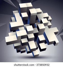 Geometric monochrome polygonal structure, modern science and technology element. Architectural modeling.