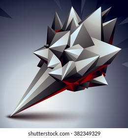 Geometric monochrome polygonal structure, modern science and technology element. Architectural modeling.