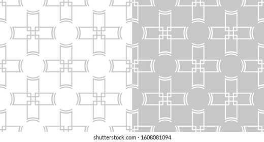 Geometric monochrome seamless backgrounds compilation. Gray and white design. Vector illustration