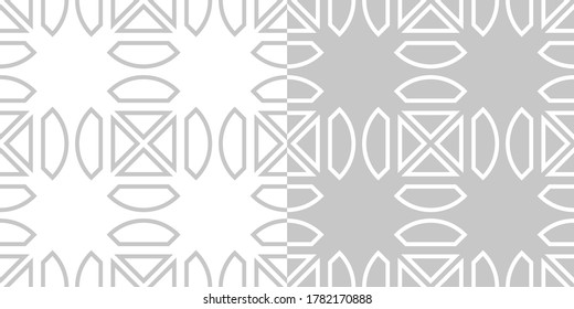 Geometric monochrome seamless backgrounds compilation. Gray and white design. Vector illustration