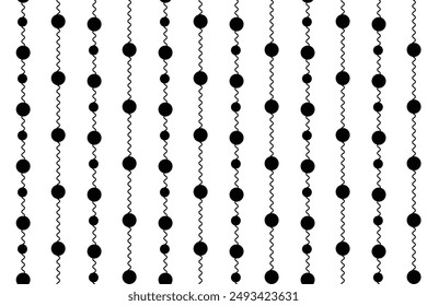 Geometric monochrome seamless pattern with circle and curly line vector Illustration