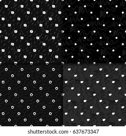 Geometric monochrome seamless pattern set