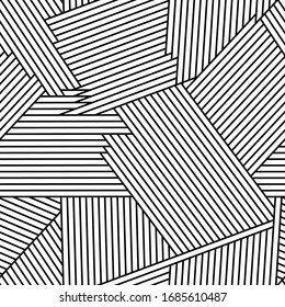 Geometric monochrome seamless pattern with simple lines.Vector black  and white abstract background.Linear textile texture
