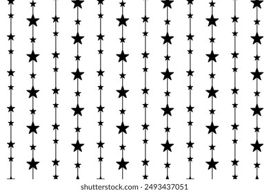 Geometric monochrome seamless pattern with stars vector Illustration