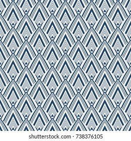 Geometric monochrome seamless pattern.Background with blue weave lacy.