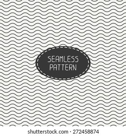 Geometric monochrome seamless wavy lines pattern. Irregular abstract striped. Wrapping paper. Scrapbook paper. Tiling. Vector simple ripple illustration. Background with stripes. Texture.