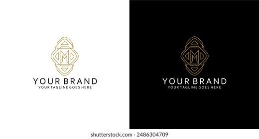 Ein geometrisches Monogramm-Logo mit geometrisch ausgeglichenen Buchstaben vermittelt den Eindruck von natürlichem, elegantem Luxus und Minimalismus 