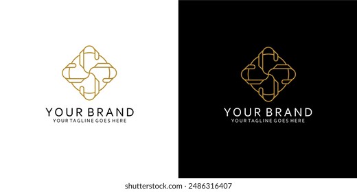 Un logotipo de monograma geométrico con letras geométricas balanceadas da la impresión de lujo natural, elegante y minimalista 