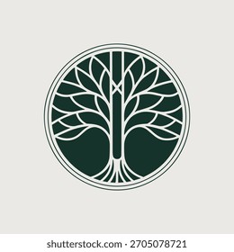 Geometric Monogram Tree of Life Logo in Circle