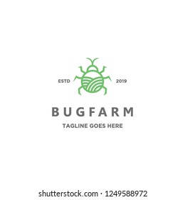 geometric monoline bug and farm logo icon vector inspiration