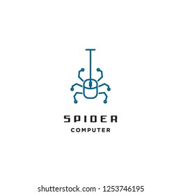 geometric monoline computer mouse and spider legs logo icon vector inspiration