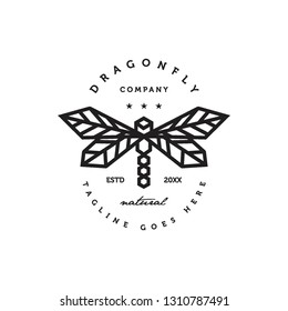 geometric monoline dragonfly logo icon vector template