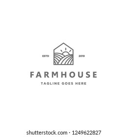 geometric monoline farm in a house shape logo icon vector inspiration