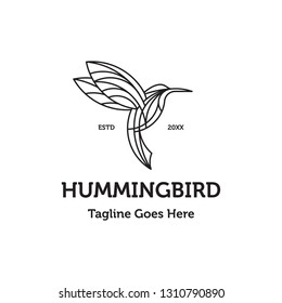 geometric monoline hummingbird logo icon vector template