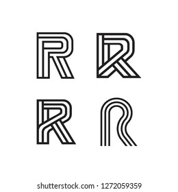 geometric monoline monogram letter R initial lettermark logo icon vector template set pack bundle collection