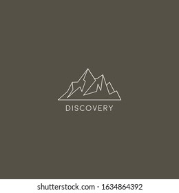 Geometric monoline mountain logo template. 