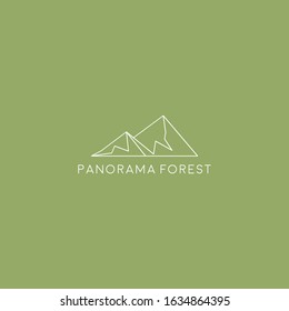 Geometric monoline mountain logo template. 