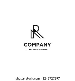 geometric monoline R initial logo icon template