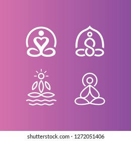 geometric monoline yoga posture meditation health care logo icon vector template pack set bundle collection