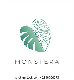 Geometric monstera leaf illustration logo