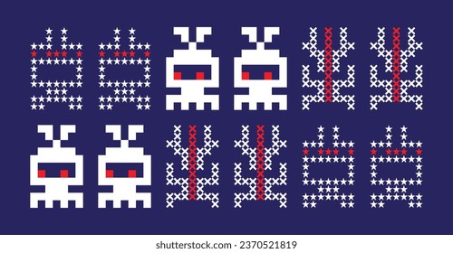 Geometric monsters, home textiles, fabrics, mugs, wallpapers, mural, interiors, notebook design, school bag design, clothing design, t-shirt design, patterns