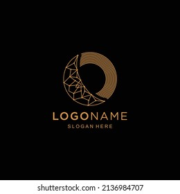  geometric moon logo design template elements