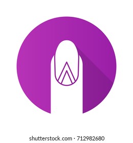 Geometric moon manicure flat design long shadow glyph icon. Vector silhouette illustration