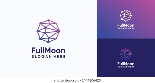 Geometric moon shape technology connection vector logo design with modern, simple, clean and abstract style.