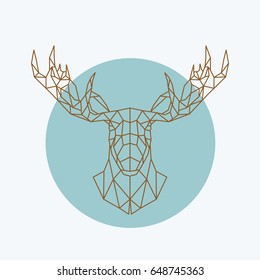 Geometric moose head. Wild animal zoo. Vector illustration.