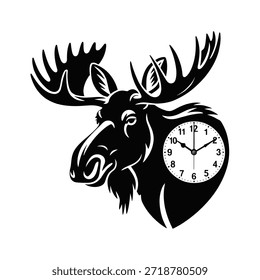 Reloj de pared de corte continuo de Perfil alce geométrico