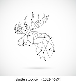 Geometric Moose silhouette. Image of Moose in the form of constellation. Vector illustration.