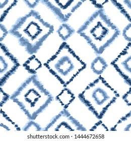 Geometric moroccan rug background. Seamless vector pattern in blue