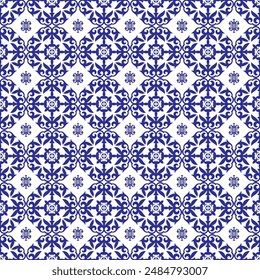 
Geometric Moroccan Seamless Pattern Arabesque blue, white. Moroccan azulejo pattern, majolica tile,Talavera, Damask. Portuguese azulejo tile pattern floral ornament, Mediterranean ceramic, patchwork