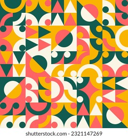 Geometrisches Mosaik Abstraktes Muster dekorative Ornamente Home Hintergrund Nahtlose Vektorgrafik rosa gelbes Grün. SSTKabstract