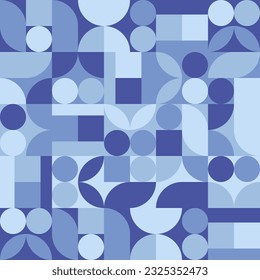 Geometric Mosaic Abstract Pattern Decorative Ornament Background Seamless Vector Illustration Blue Gradient