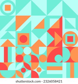 Patrón Abstracto De Mosaicos Geométricos Fondo Ornamento Decorativo Vector Sin Maravilla Ilustración Rojo Azul. SSTKBold