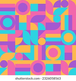 Patrón Abstracto De Mosaicos Geométricos Fondo Ornamento Decorativo Vector Seamless Ilustración Naranja Azul Rosa. SSTKBold