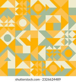 Geometric Mosaic Abstract Pattern Decorative Ornament Background Seamless Vector Illustration Gray Yellow. SSTKBold