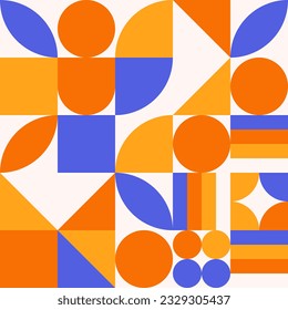 Geometric Mosaic Abstract Pattern Decorative Ornament Background Wall Vector Illustration Orange White
