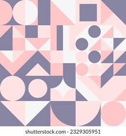 Geometric Mosaic Abstract Pattern Decorative Ornament Background Wall Vector Illustration Blue Pink Pastel