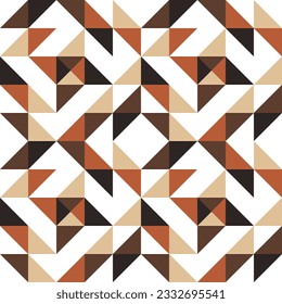Geometric Mosaic Abstract Pattern Decorative Ornament Background Seamless Vector Illustration White Brown Coffee