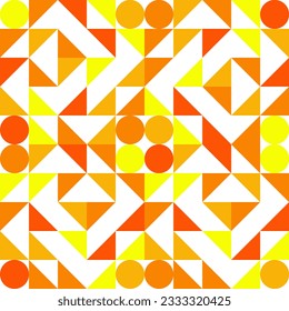 Geometric Mosaic Abstract Pattern Decorative Ornament Background Seamless Vector Illustration Yellow Red White